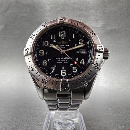 Breitling Superocean Automatic Watch Men 41mm Black Dial Steel Date A17340 W/Box6