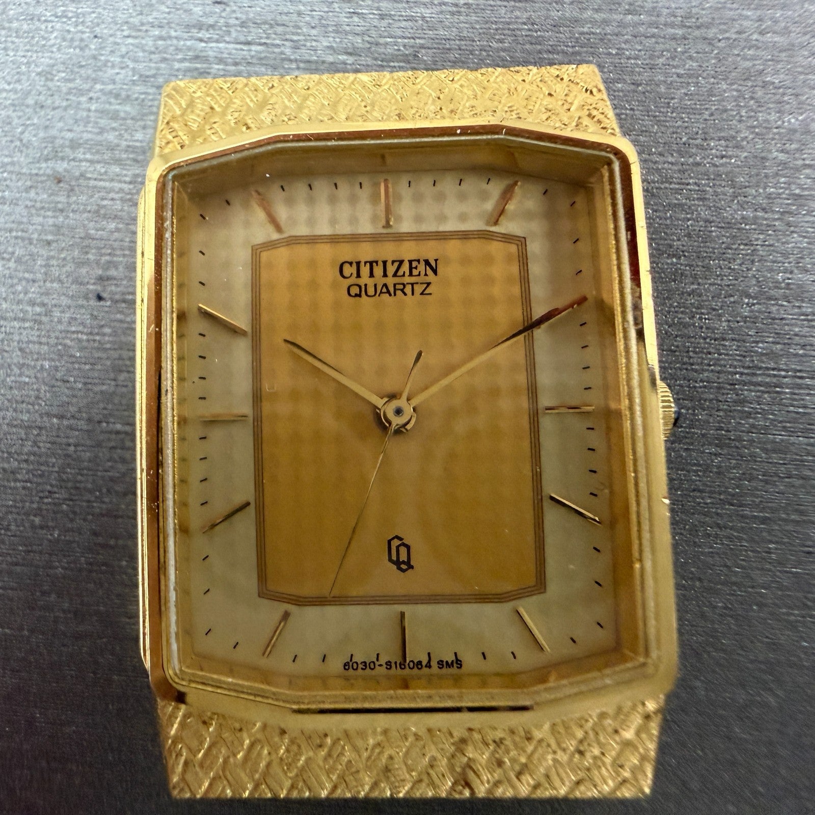 Citizen CQ Tank Watch Men 23mm Champagne Dial Gold Tone 6030-S03631 New Battery1