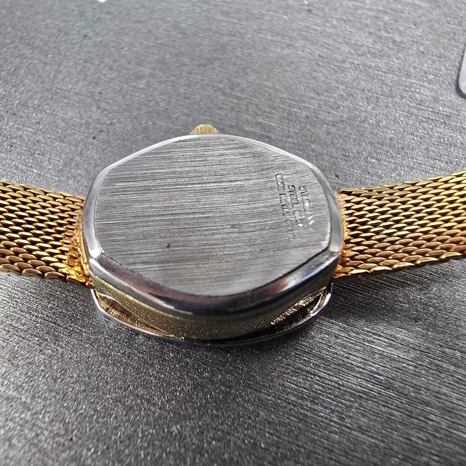 Gruen Precision Watch Women 17mm Champagne Dial Gold Tone Diamond Bezel NewBatt10