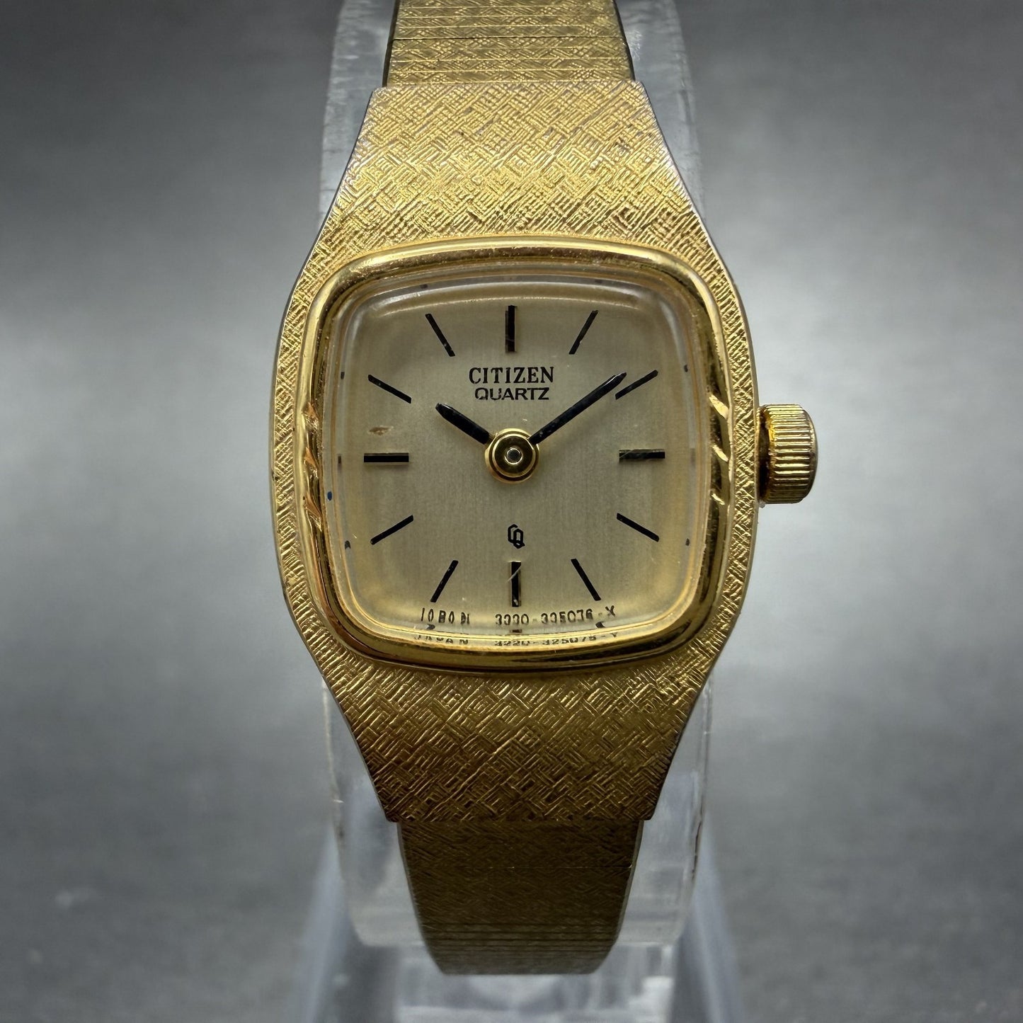 Citizen CQ Watch Women 17mm Champagne Dial Gold Tone 3220-322355 New Battery0