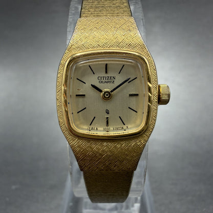 Citizen CQ Watch Women 17mm Champagne Dial Gold Tone 3220-322355 New Battery0