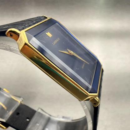 Seiko Lassale Watch Men 25mm Blue Dial Gold Tone Rectangle 7N00-5A4H New Battery3