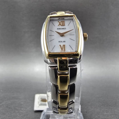 Seiko Solar Watch Women 18mm White Dial Two Tone Rectangle V115-0AA0 Works5