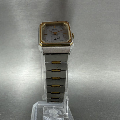 Seiko Tank Watch Women 20mm Silver Dial Two Tone Rectangle 14285089 New Battery5