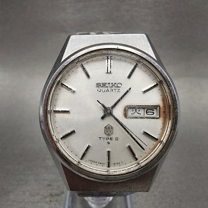 Seiko Type II Watch Men 36mm Silver Dial Silver Tone 09038120 New Battery READ!0