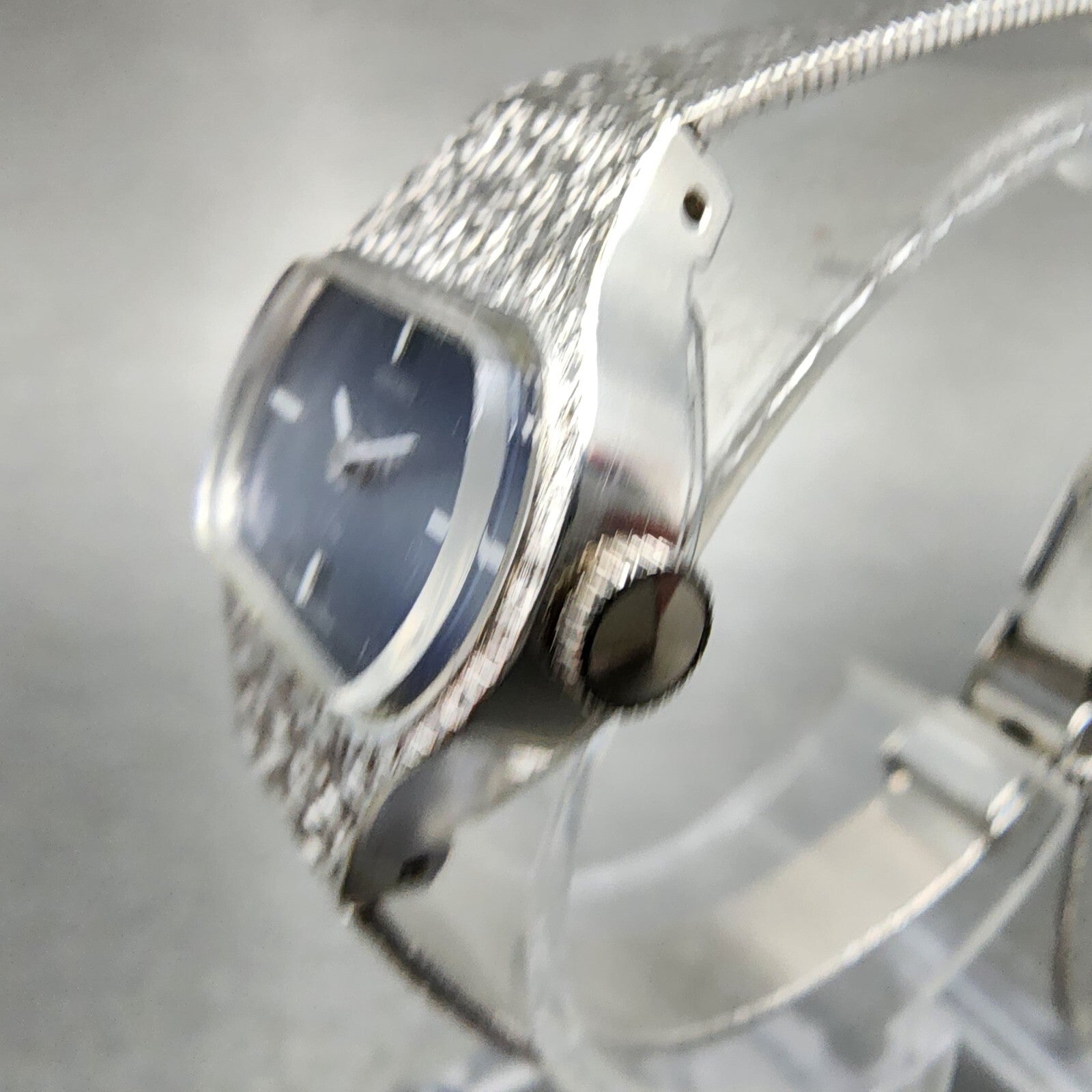 Seiko Watch Women 22mm Blue Dial White Gold plated Manual Wind Runs 1138602