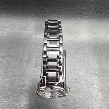 Bulova Womens Watch 29mm MOP Dial Silver Tone Date Diamonds 96R105 New Battery4