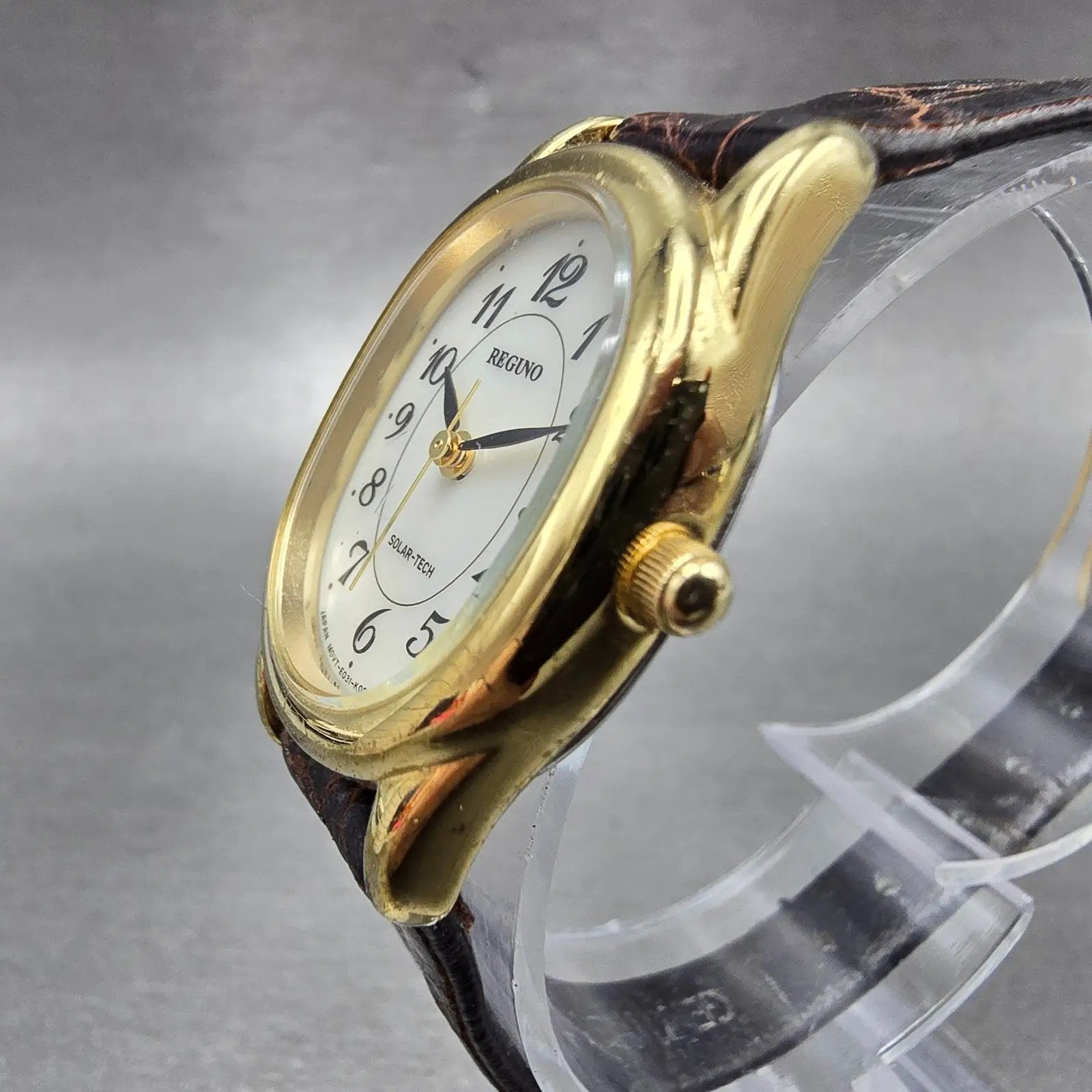 Citizen Reguno Solar Watch Women 22mm White Dial Gold Tone E031-K005396 Oval2
