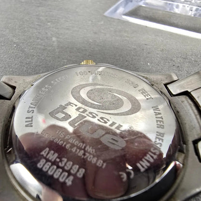 Fossil Blue Watch Men 41mm Silver Dial Two Tone Date Round  AM-3998 New Battery10