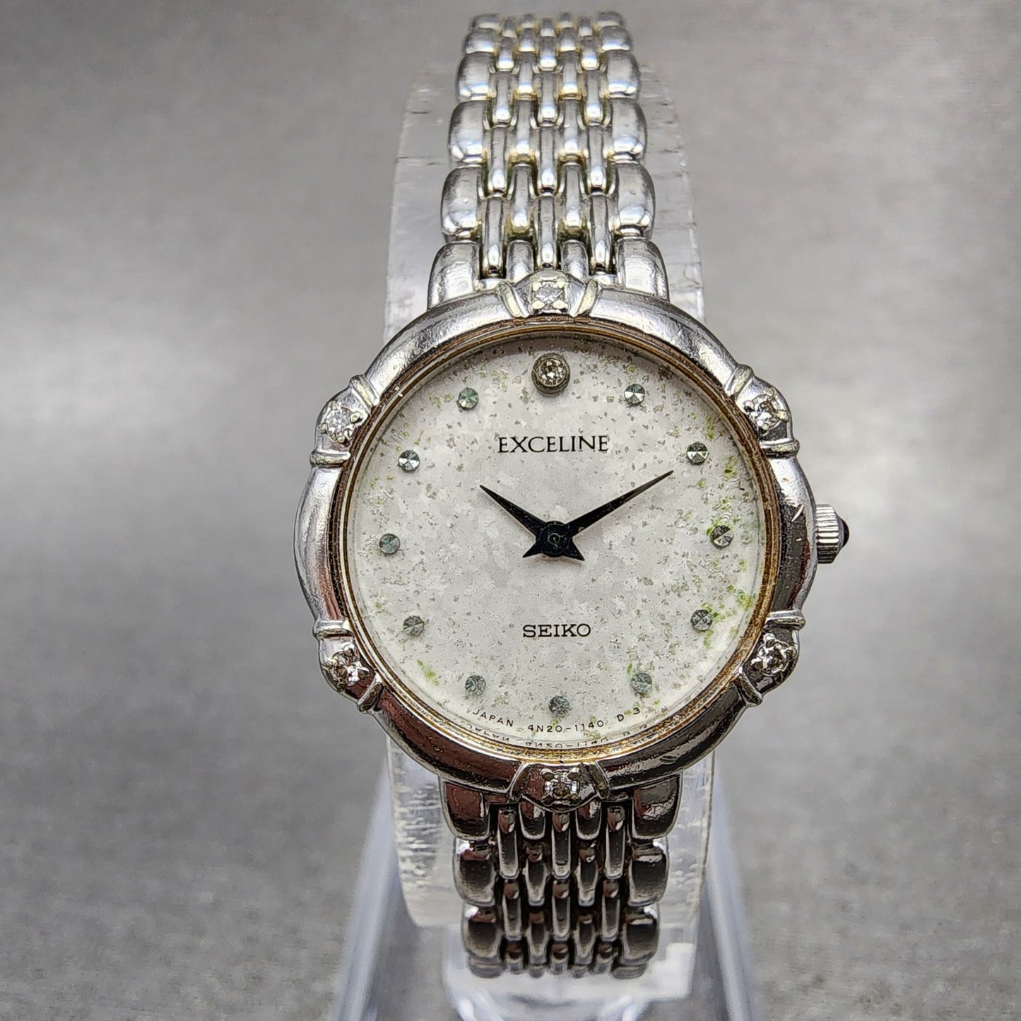 Seiko Exceline Watch Women 21mm White Dial Silver Tone Round 4N200640 New Batt0