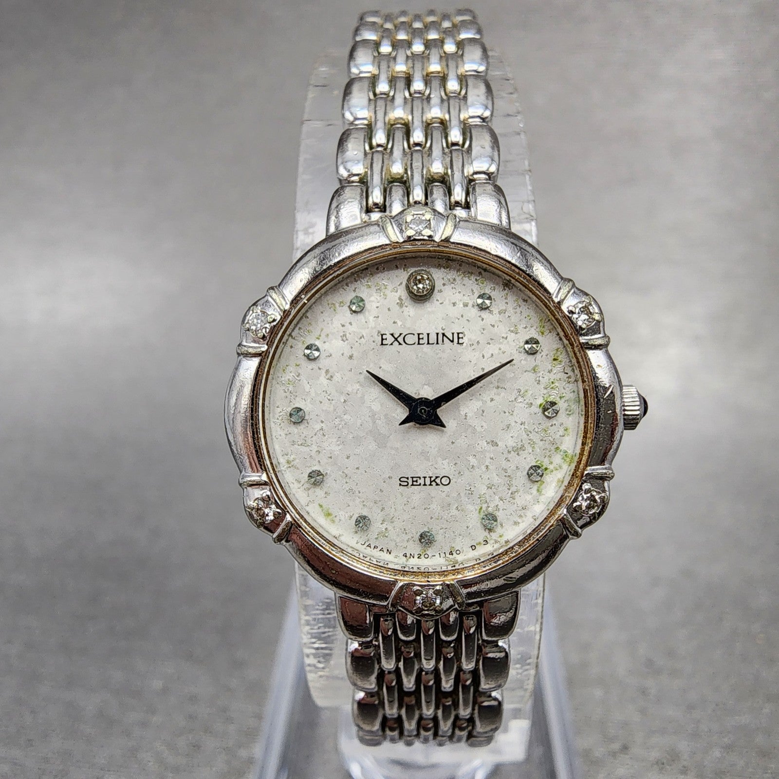 Seiko Exceline Watch Women 21mm White Dial Silver Tone Round 4N200640 New Batt0