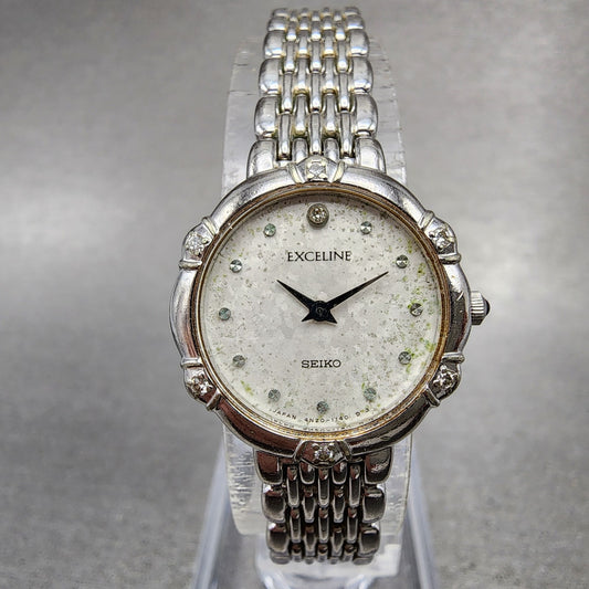 Seiko Exceline Watch Women 21mm White Dial Silver Tone Round 4N200640 New Batt0