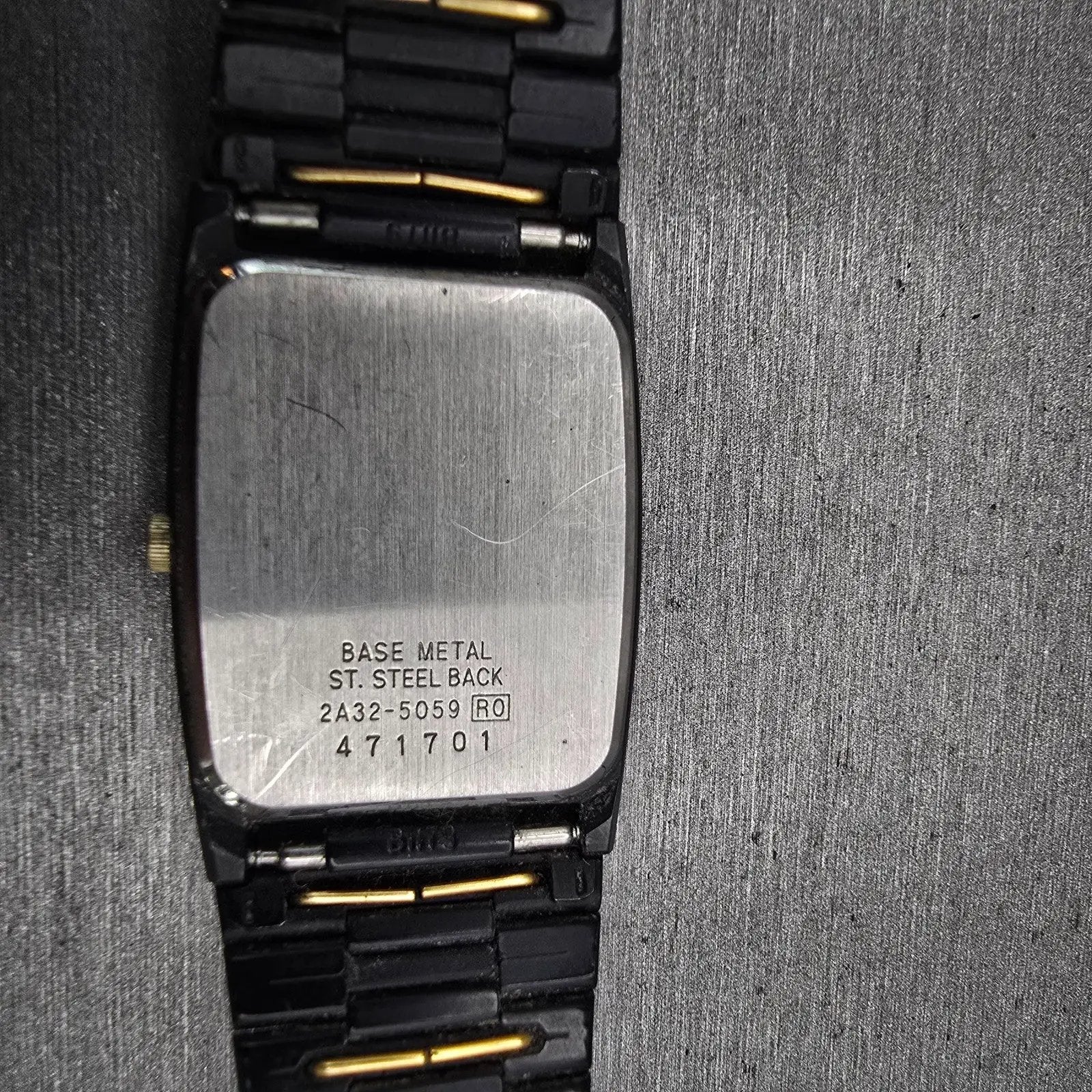 Seiko Watch Men 25mm Black Dial Black Tone Date Rectangle 2A32-5059 New Battery10