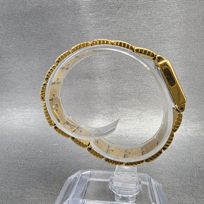 Bulova Tank Watch Women 16mm White Dial Gold Tone Rectangle 97S42 New Battery8