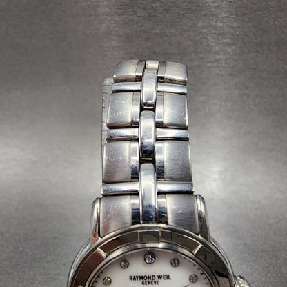 Raymond Weil Parisfal Watch Women 27mm MOP Dial Silver Tone Date 9441 New Batt4