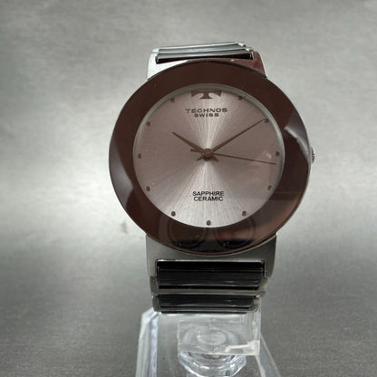 Technos Watch Men 33mm Silver Dial Silver Tone Round TBM674 New Battery5