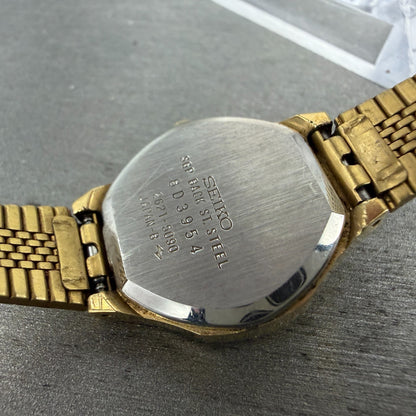 Seiko Watch Women 23mm Champagne Dial Gold Tone Round 2621-5090 New Battery9