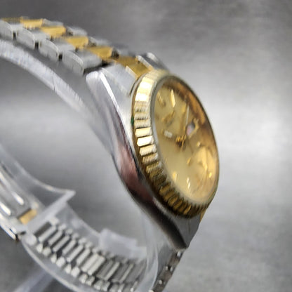 Seiko SQ Watch Women 24mm Gold Dial Two Tone Daydate Round 3E230A60 New Battery3