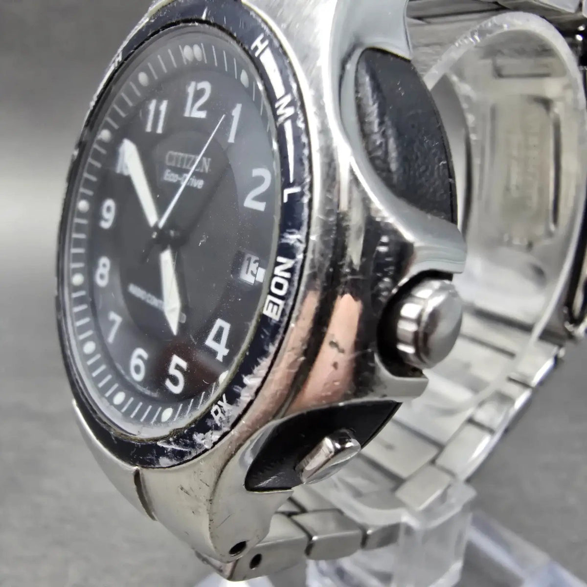 Citizen Eco-Drive Watch Men 40mm Black Dial Steel A411-T001521 Round PARTS!!3