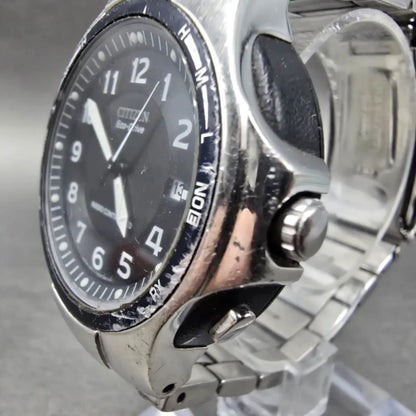 Citizen Eco-Drive Watch Men 40mm Black Dial Steel A411-T001521 Round PARTS!!3
