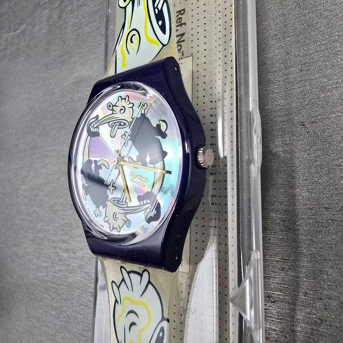 Swatch Twitch Twins Watch Men 33mm Silver Dial Blue Case GN168 New Battery NOS4