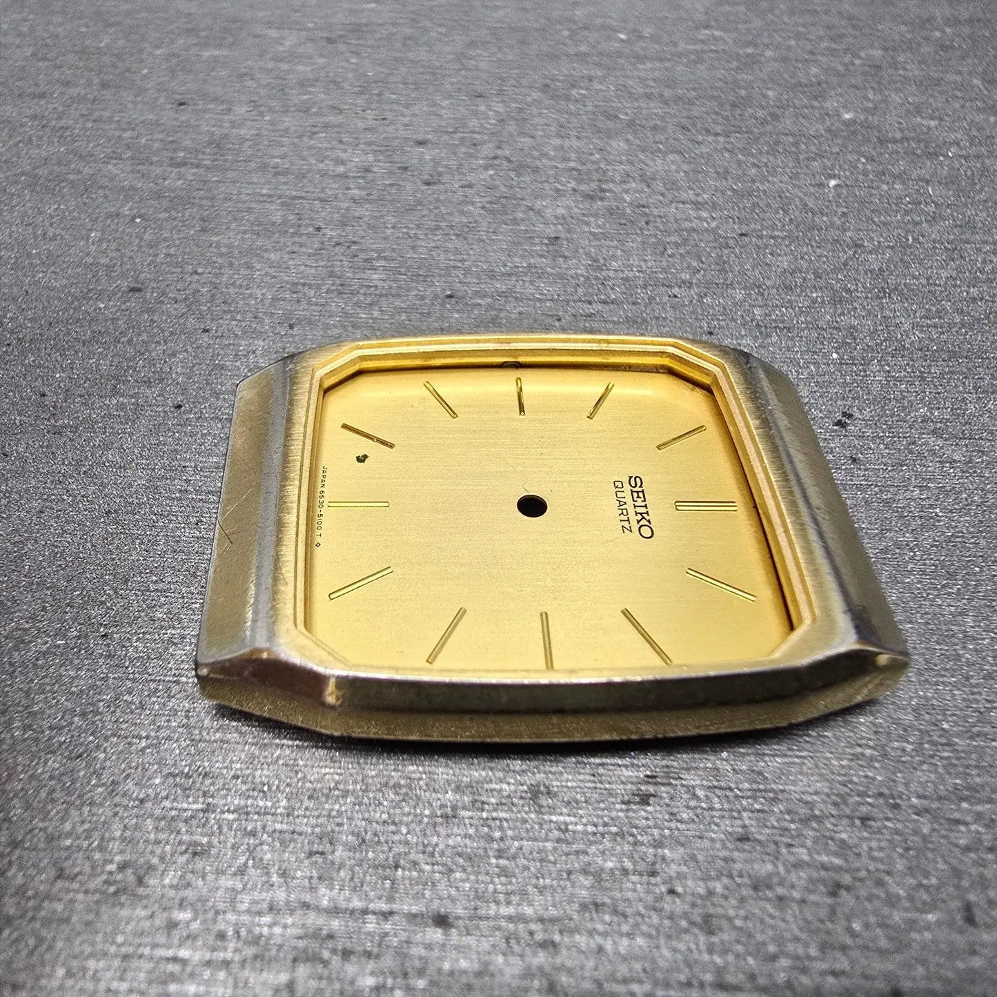 Seiko 6530-5080 Watch Case & Dial Champagne Dial Gold Tone Rectangle 27mm READ!!5