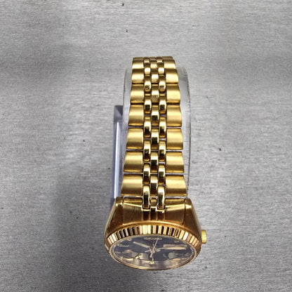 Seiko President Watch Women 24mm Black Dial Gold Tone Daydate 7N83-0041 New Batt4