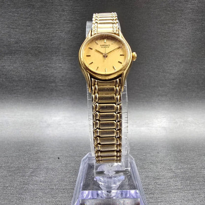 Seiko Watch Women 20mm Gold Dial Gold Tone Round 1N01-0E19 New Battery VTG JP235