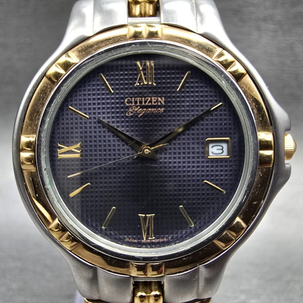 Citizen Elegance Watch Men 35mm Blue Dial Two Tone Date 5510-H04511 New Battery1