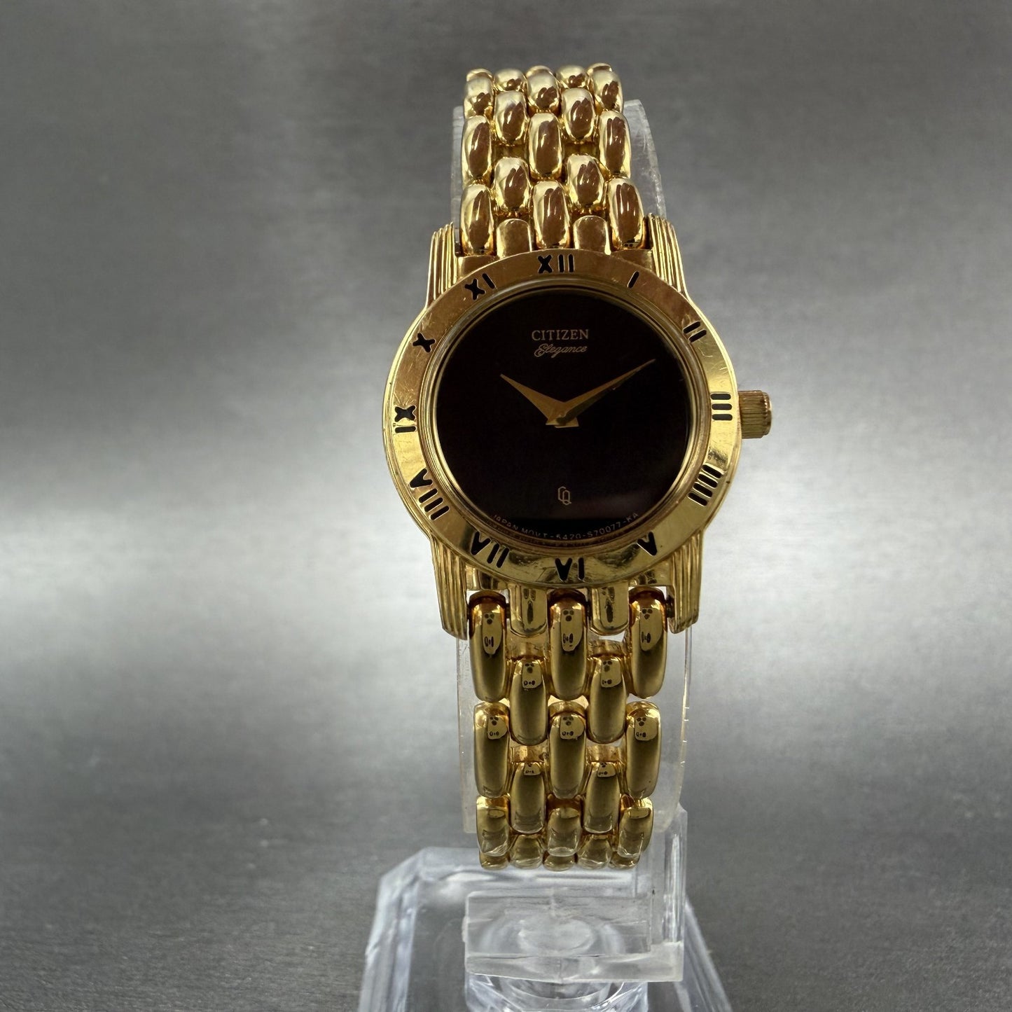 Citizen Elegance Watch Women 22mm Black Dial Gold Tone Round 5420-S26003 Newbat5