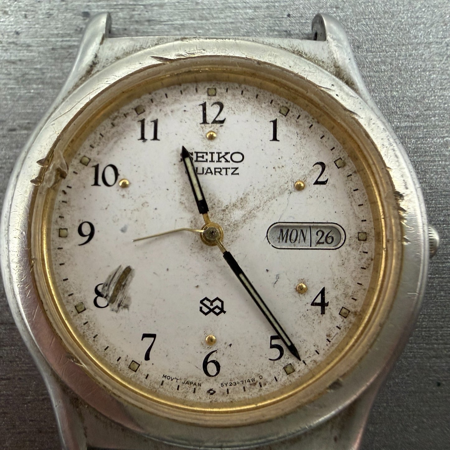 Seiko SQ Watch Men 36mm White Dial Silver Tone Dadyate 5Y23-7089 PARTS2