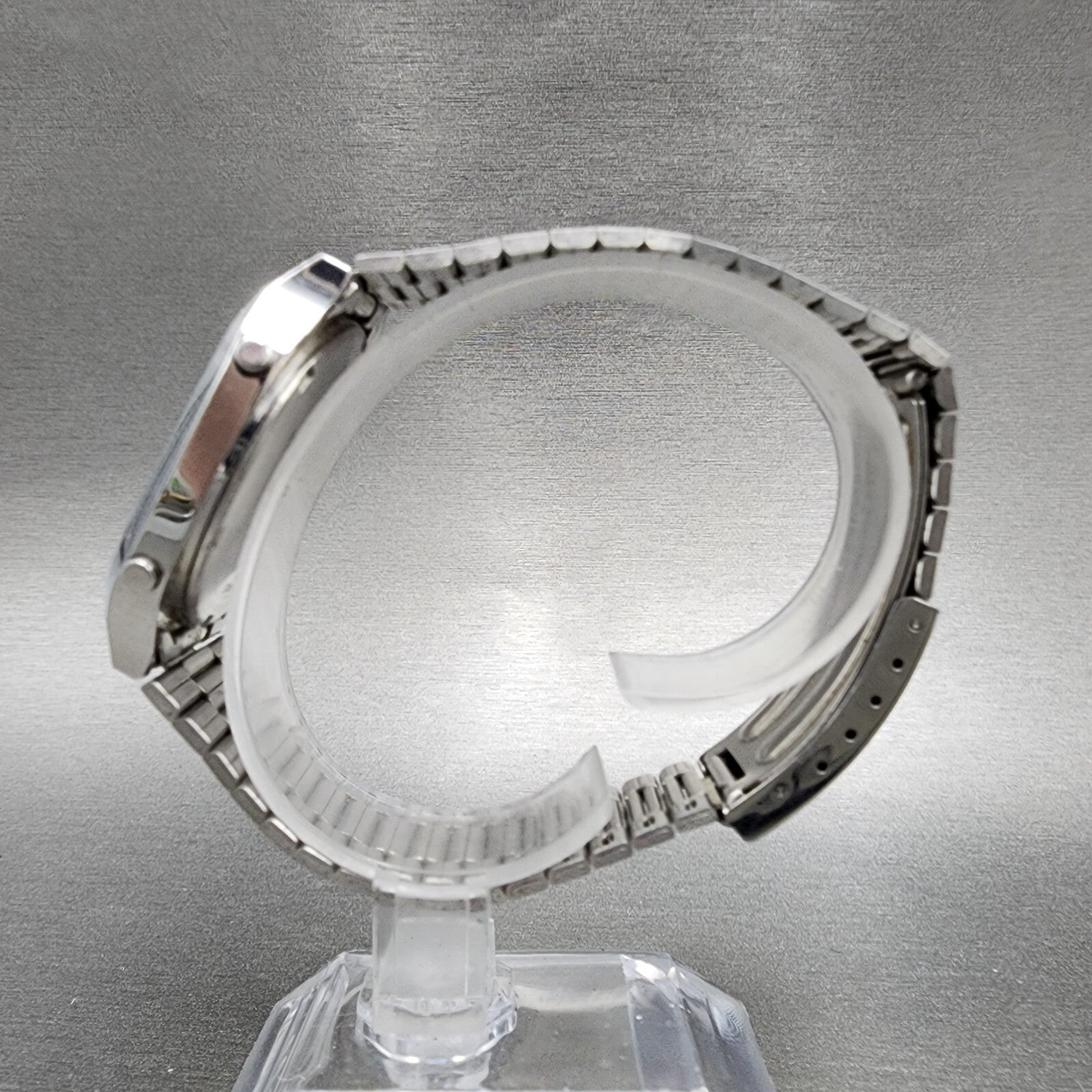 Seiko Digital Watch Men 33mm Stainless Steel Daydate Octagon A6395000 New Batt6