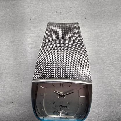 Skagen Dual Time Watch Men 30mm Silver Dial Silver Tone Rectangle 281LSS New Bat4