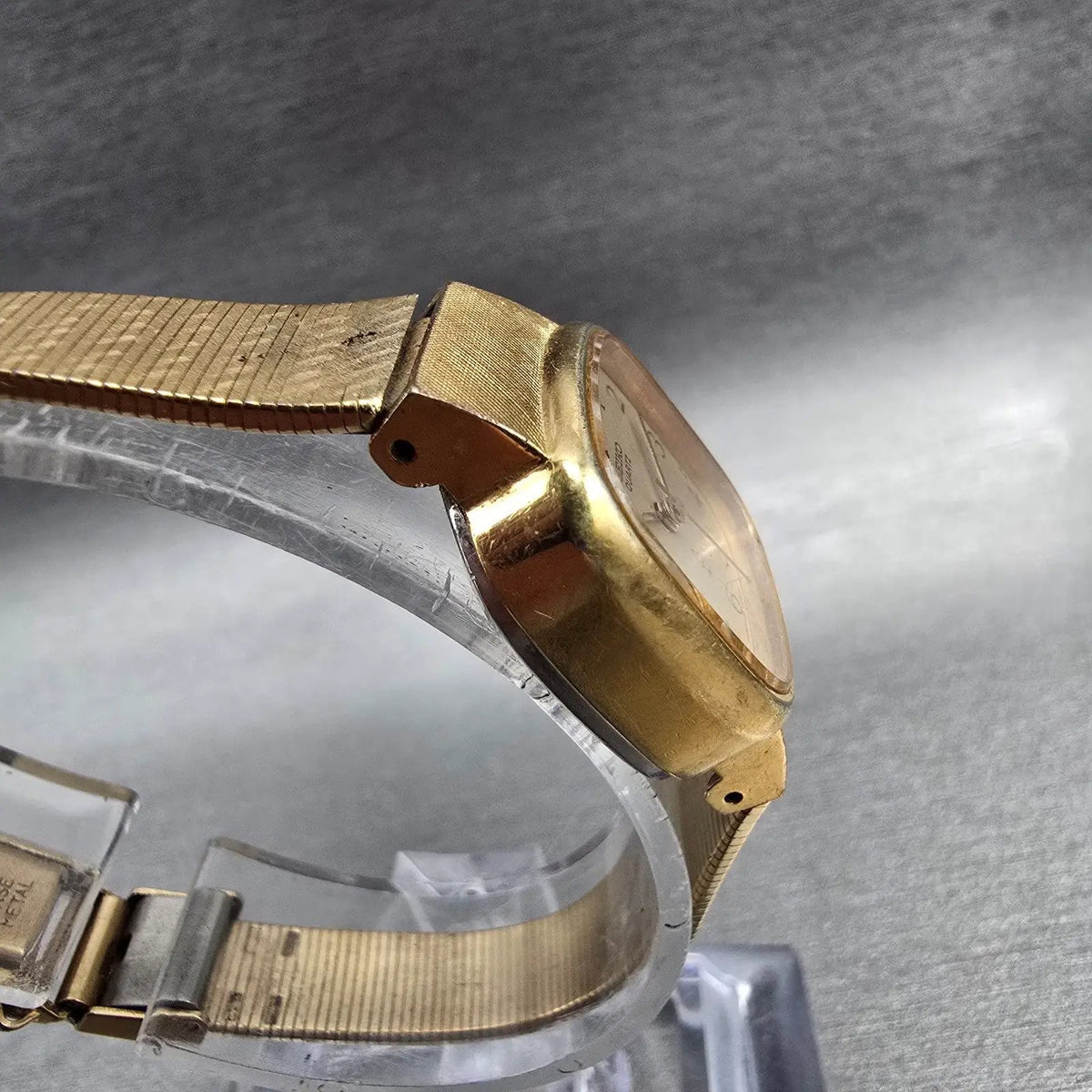Seiko Watch Women 21mm Champagne Dial Gold Tone Rectangle 4301-5010 New Battery3