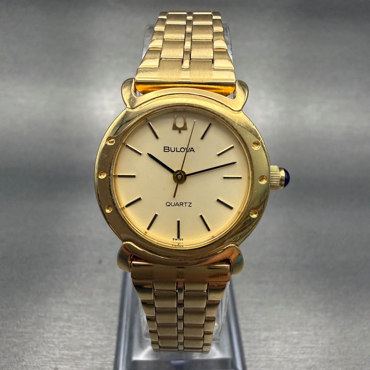 Bulova Watch Women 24mm Champagne Dial Gold Tone Round New Battery VTG0