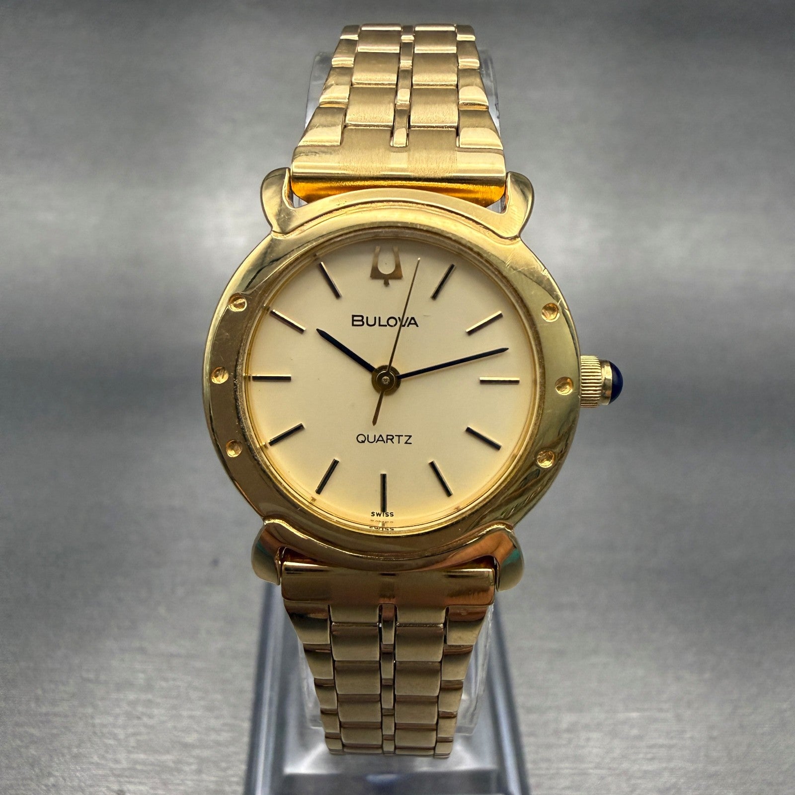 Bulova Watch Women 24mm Champagne Dial Gold Tone Round New Battery VTG0