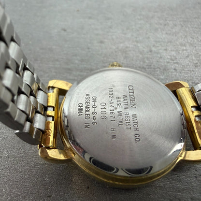 Citizen Watch Women 25mm Cream Dial Gold Tone Round 1032-A43671 New Battery9