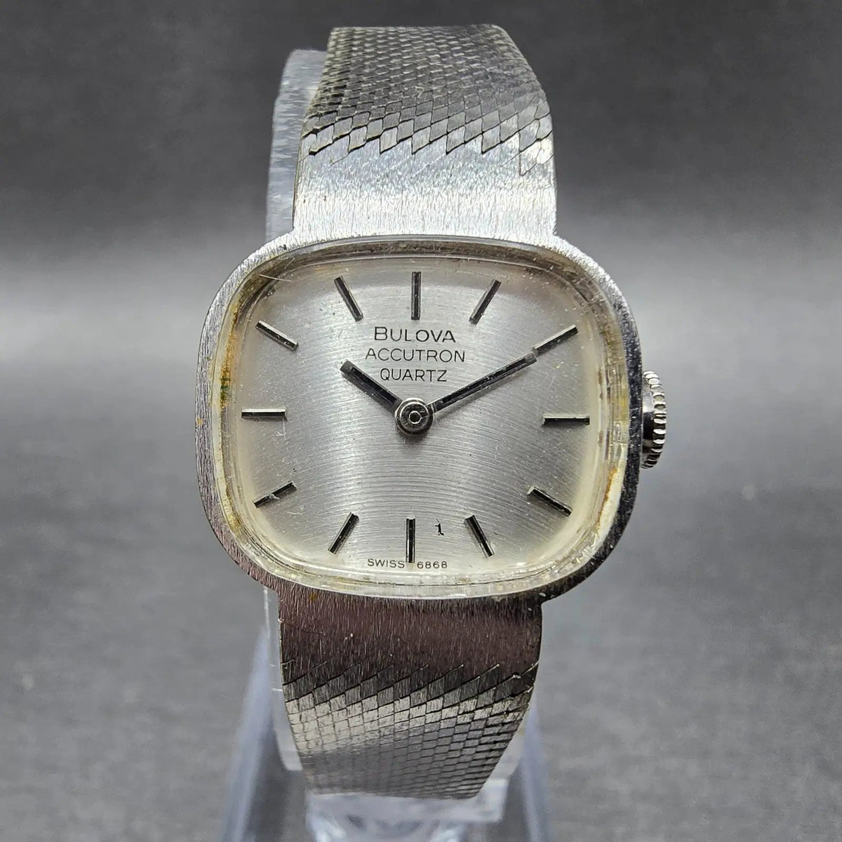 Bulova Accutron Watch Women 20mm Silver Dial SilverTone Rectangle P0 PARTS0