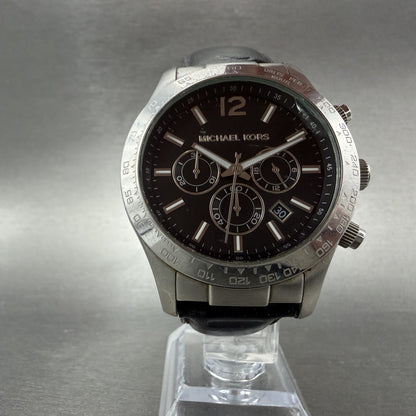 Michael Kors Layton Chronograph Watch Men 44mm Black Dial Steel MK-8215 NewBat5