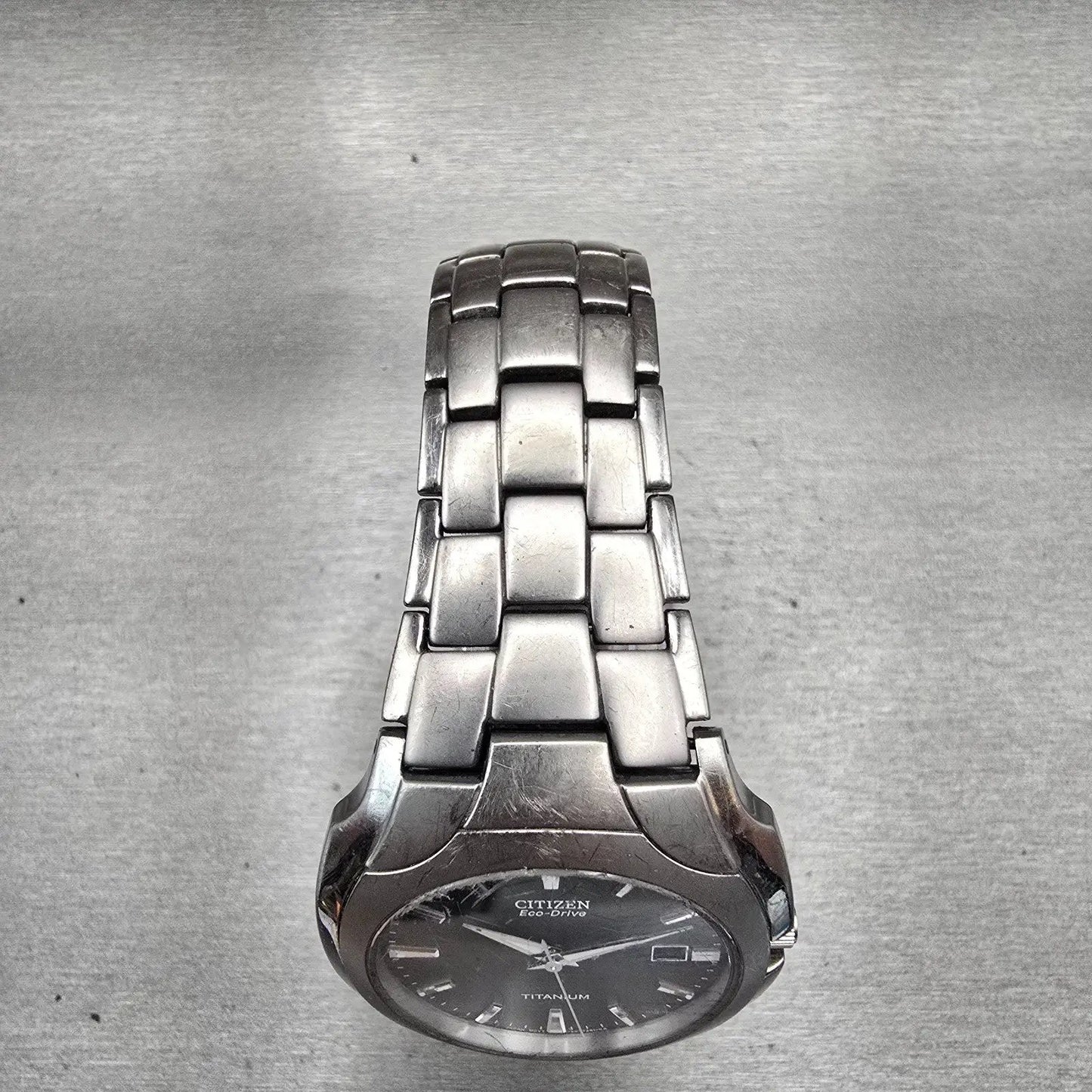 Citizen Eco-Drive Watch Men 39mm Black Dial Titanium Date E111-S049610 Works4