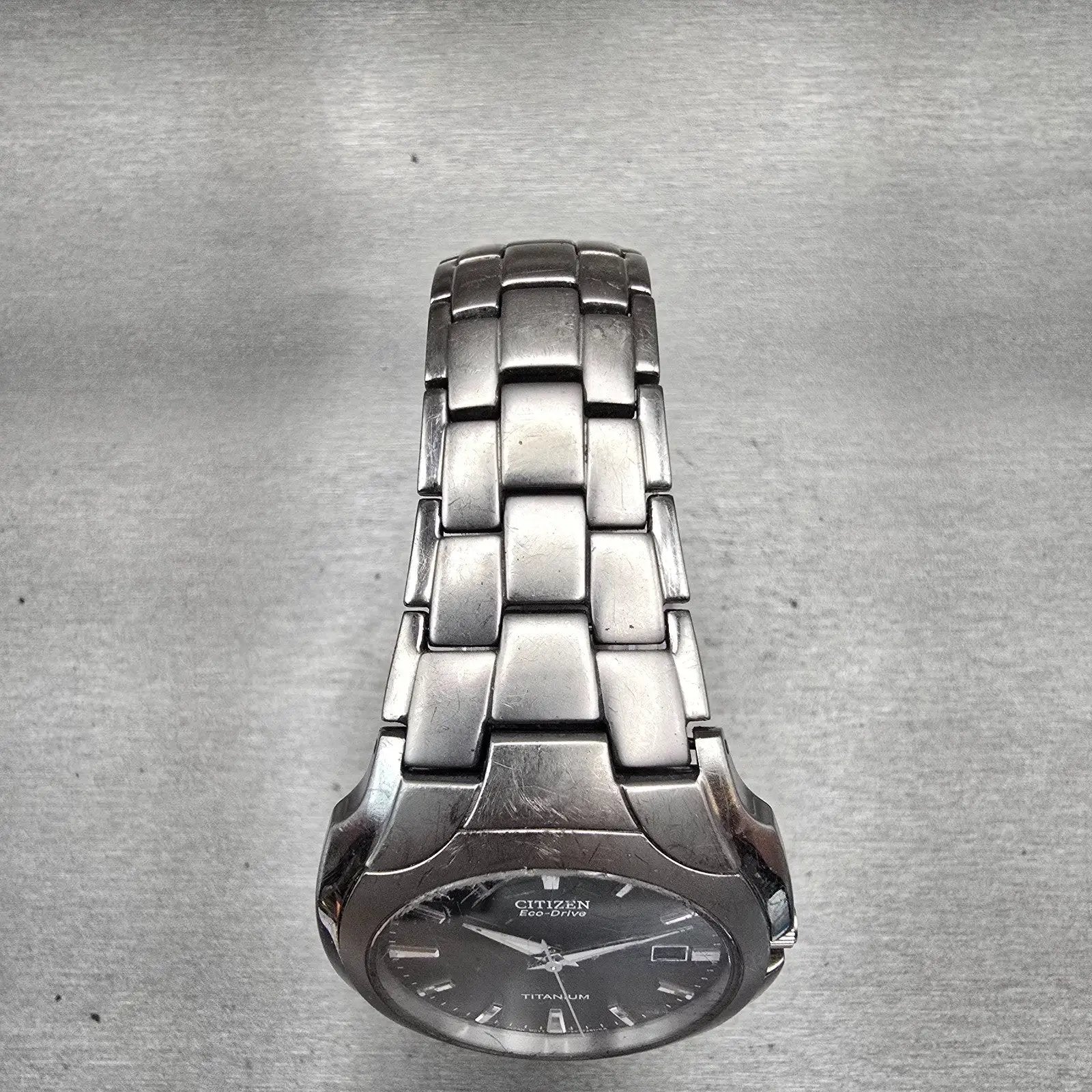 Citizen Eco-Drive Watch Men 39mm Black Dial Titanium Date E111-S049610 Works4