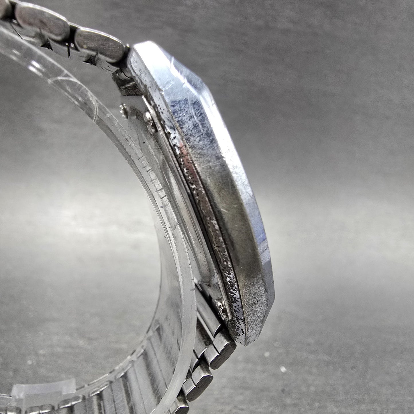 Casio B612W Watch Men 35mm Digital Silver Tone Date Hexagon New Battery 695 VTG3
