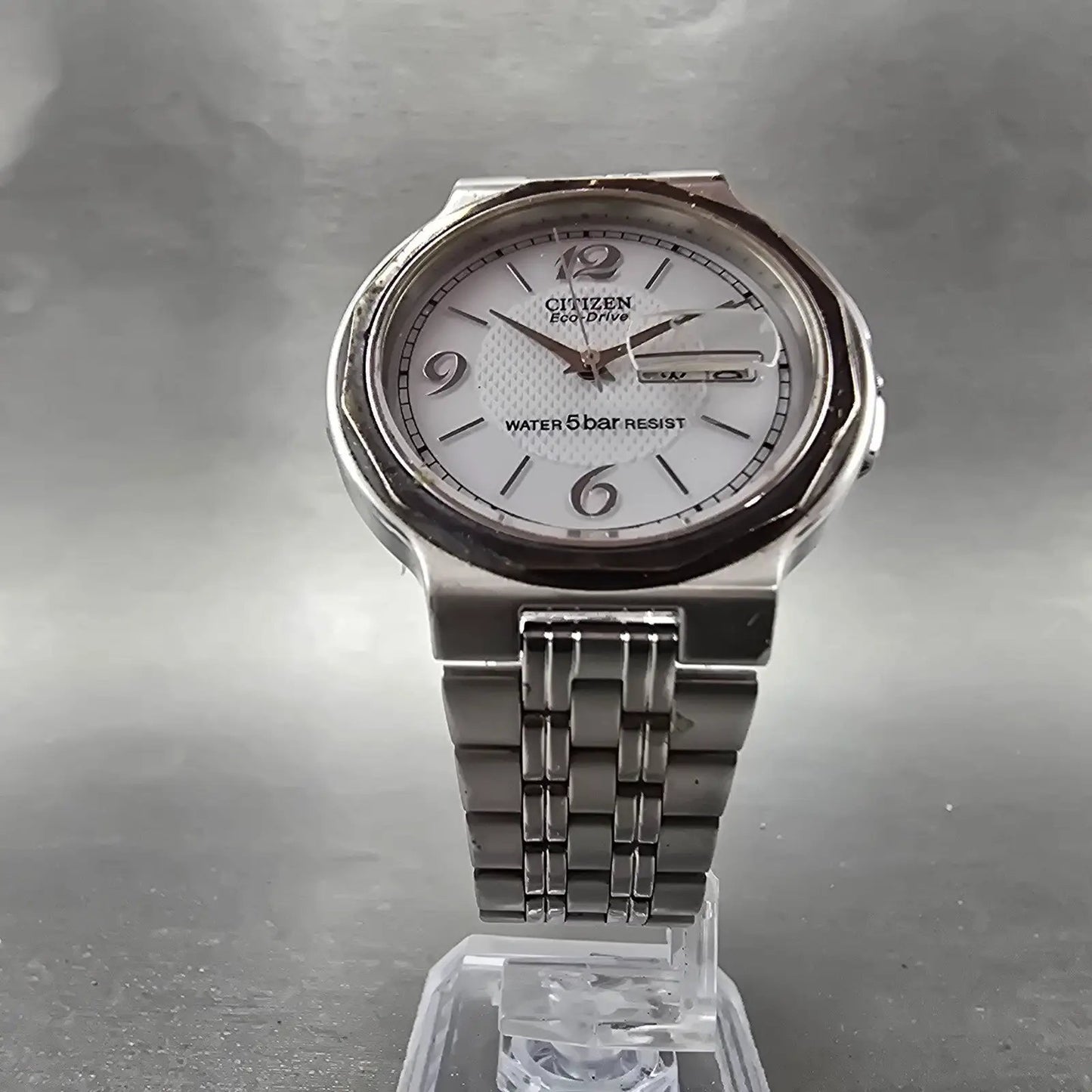 Citizen Eco-Drive Watch Men 36mm White Dial Steel Daydate E100-K003334 PARTS6