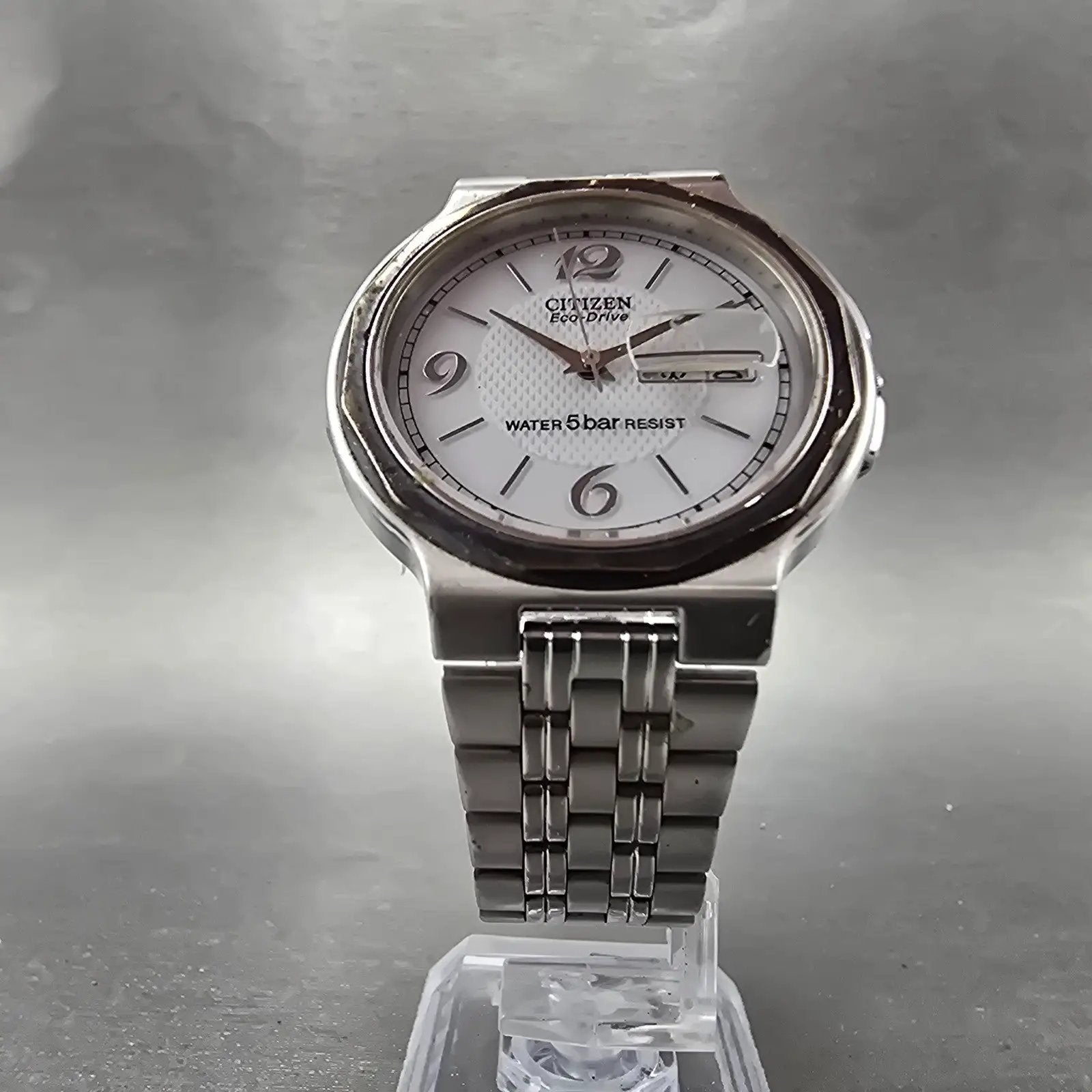 Citizen Eco-Drive Watch Men 36mm White Dial Steel Daydate E100-K003334 PARTS6