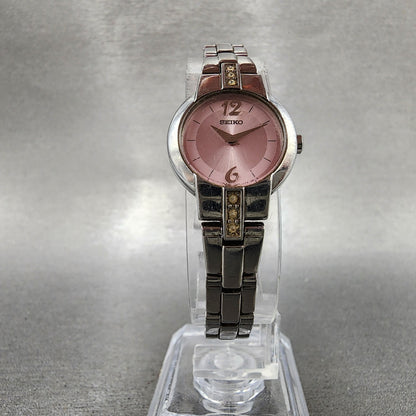Seiko Watch Women 20mm Pink Dial Silver Tone Round 1n000sj0 New Battery5