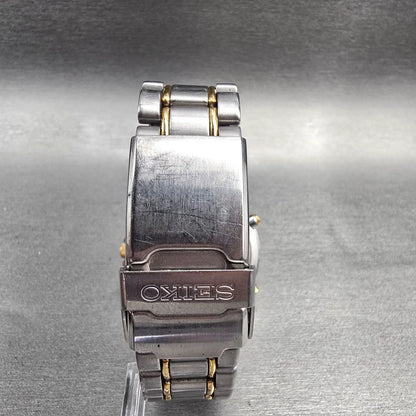 Seiko Sports 150 Watch Men 39mm Gray Dial Two Tone Chrono Alarm 7T32-6C09 NewBat7