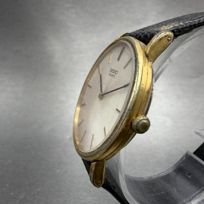 Seiko Watch Men 32mm White Dial Gold Tone Round 7800-8019 New Battery Vintage AB2