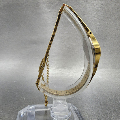 Seiko Watch Women 17mm Champagne Dial Gold Tone 2C205759 Oval New Battery8