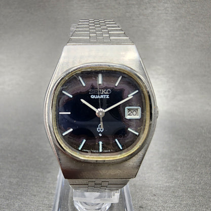 VTG Seiko Watch Women 24mm Blue Dial Steel Date Round 7902-5000 PARTS