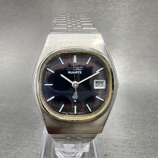 VTG Seiko Watch Women 24mm Blue Dial Steel Date Round 7902-5000 PARTS